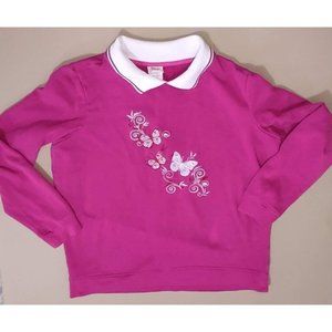 Vintage Adrian Delafield Collared  Butterfly Sweatshirt SzM Grandma cottage core